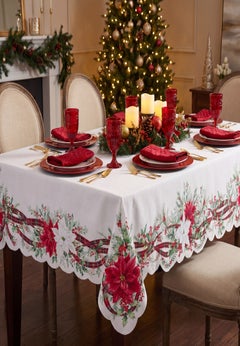 Ribbon Poinsettia Tablecloth