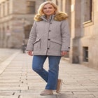 Faux Fur Trim Two-Way Zip-Front Mid-Length Parka image number 0