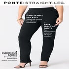 Plus Size Ponte Straight Leg Pant with Pockets and Pull on elastic waist image number null