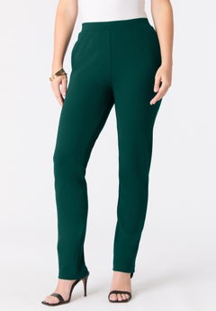 Plus Size Ponte Straight Leg Pant with Pockets and Pull on elastic waist