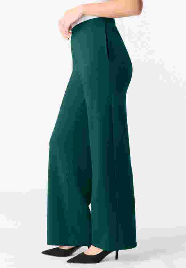 Plus Size Ponte Wide Leg Pant with Pockets and Pull on elastic waist image number 2