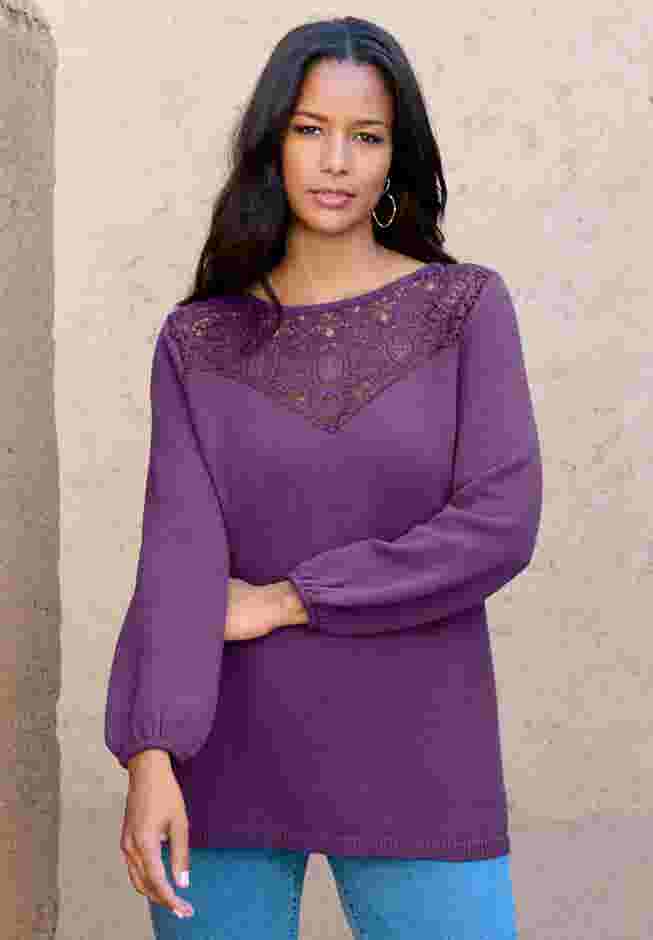 Lace Mesh Pullover Sweater image number 0