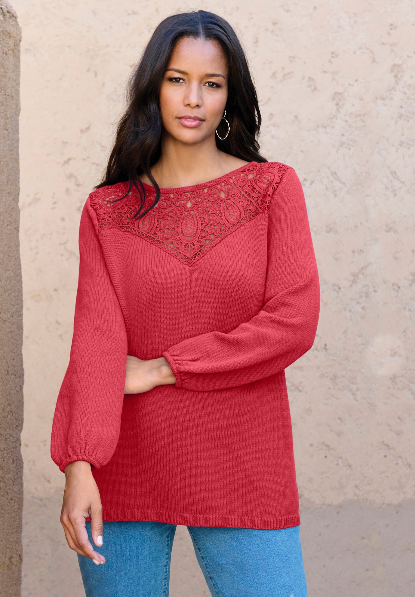 Lace Mesh Pullover Sweater image number 0