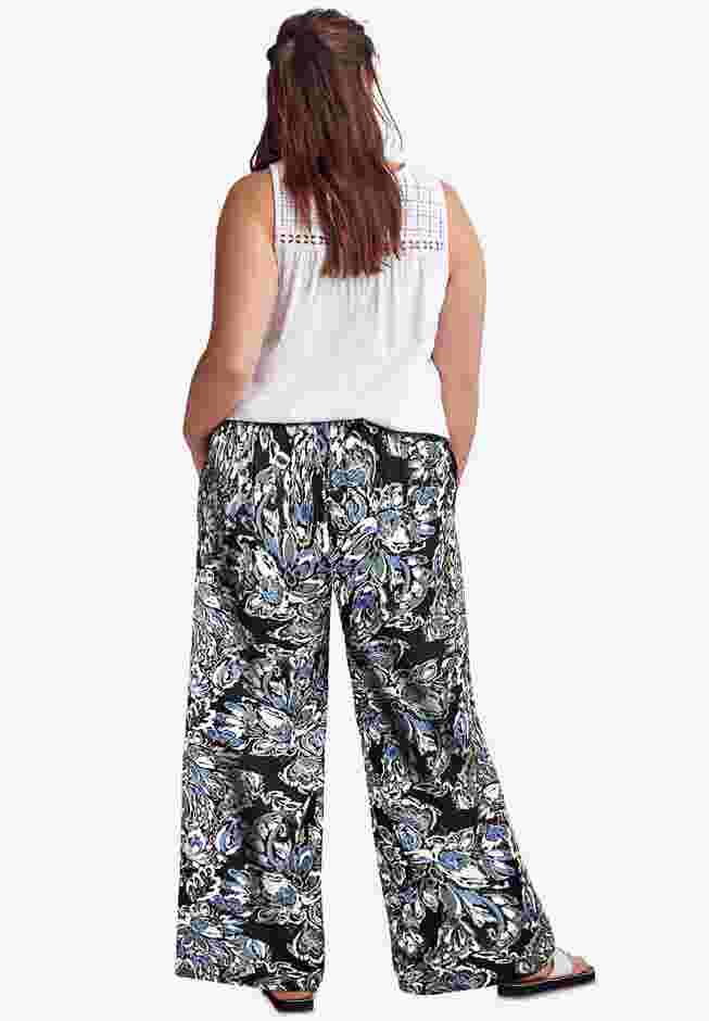 Wide-Leg Soft Pants with Back Elastic image number 1