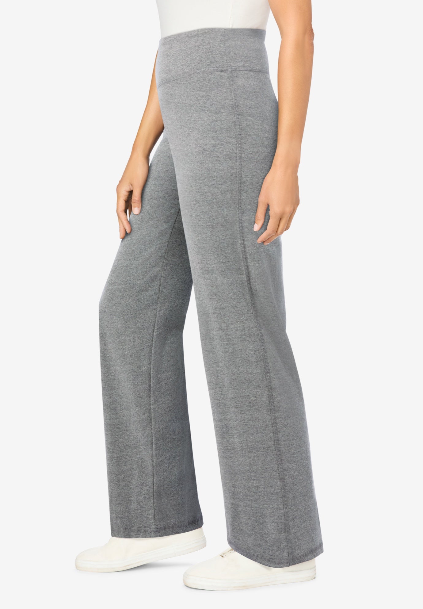 Stretch-Cotton Knit Pull-On Wide-Leg Leggings image number 2