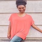 Oversized Stretch Jersey Knit V-Neck Tunic image number 0