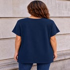 Stretch Jersey Knit V-Neck Oversized Tunic image number null