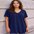 Stretch Jersey Knit V-Neck Oversized Tunic image number null