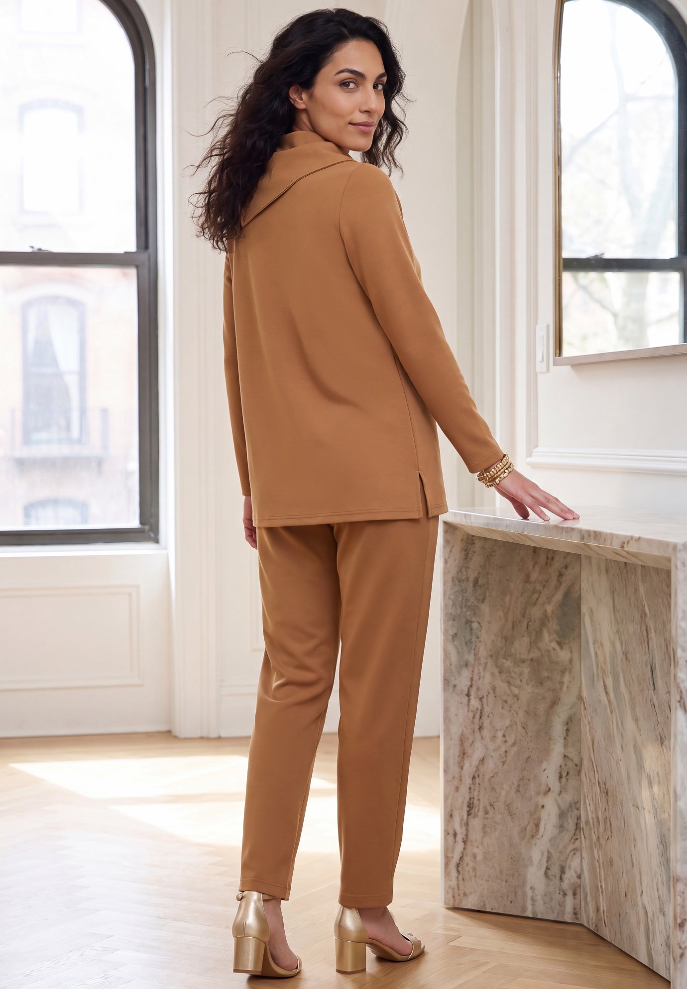 Ponte Split Neck 2-Piece Set image number 1