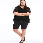 Button-Front Denim Shorts image number null