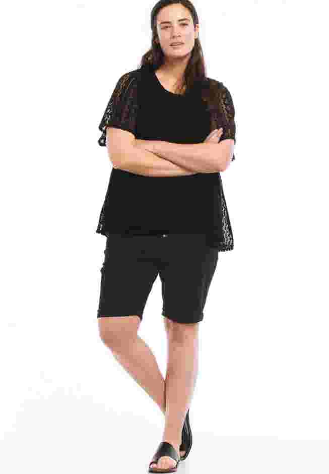 Button-Front Denim Shorts image number 0