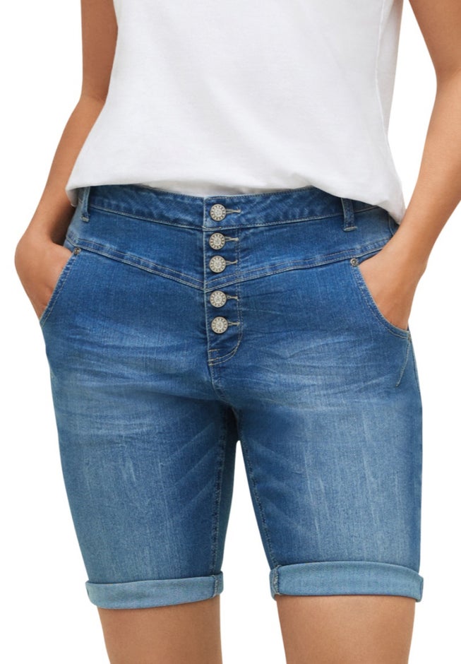 Button-Front Denim Shorts image number 0