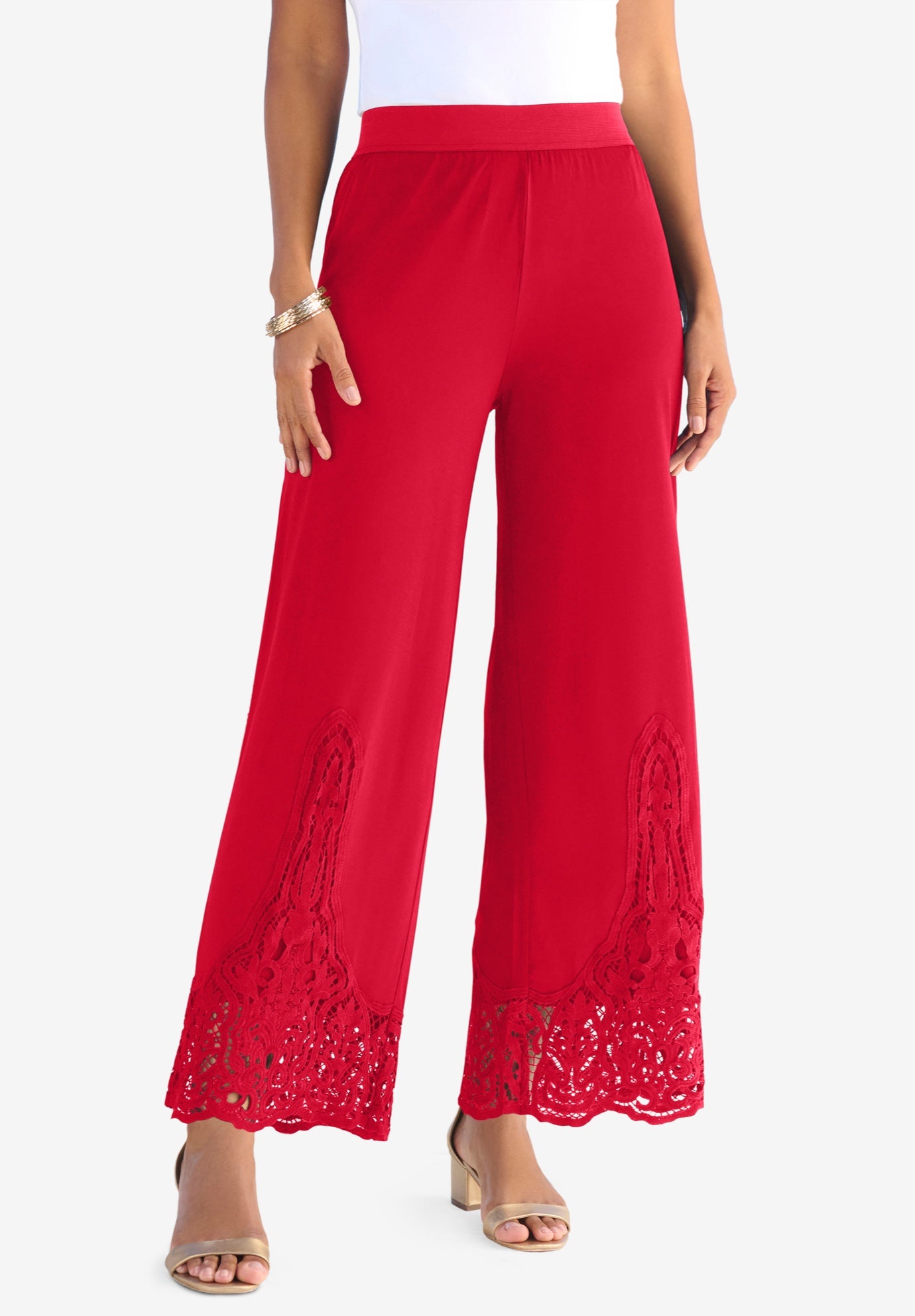 Wide Leg Ultrasmooth® Fabric Lace Pant image number 0