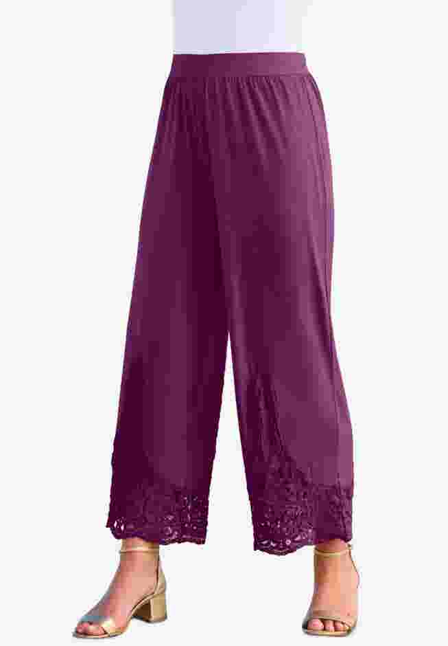Wide Leg Ultrasmooth® Fabric Lace Pant image number 0