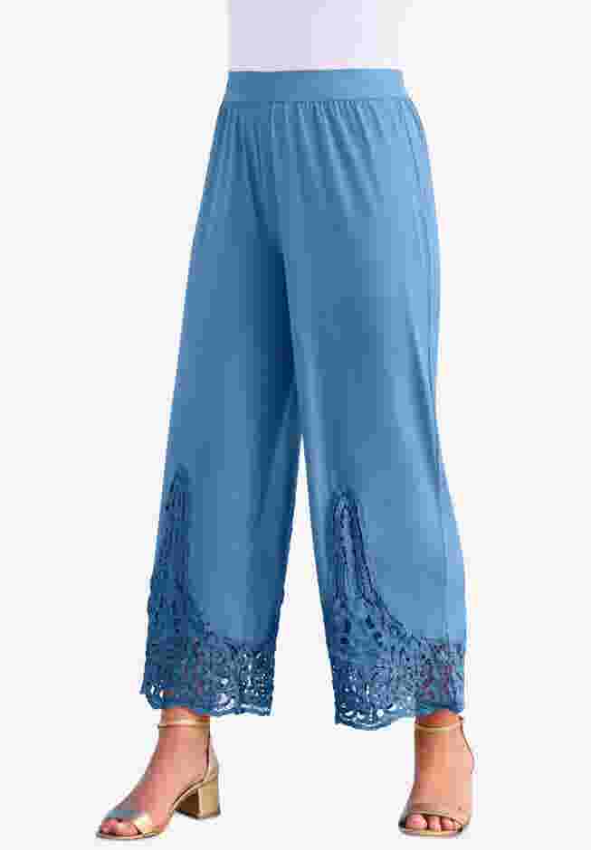 Wide Leg Ultrasmooth® Fabric Lace Pant image number 0