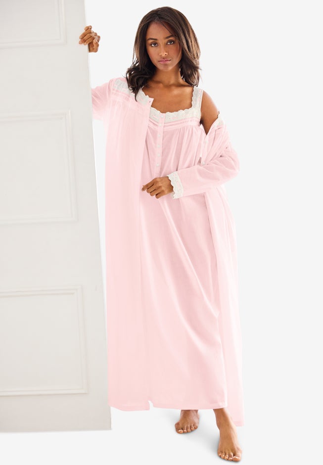 Long 2-Piece Cabbage-Rose Peignoir Set image number 0