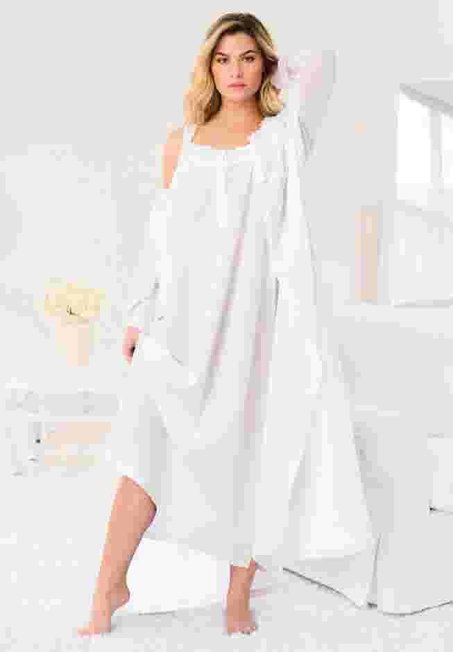 Long 2-Piece Cabbage-Rose Peignoir Set image number 3