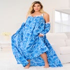 Long 2-Piece Cabbage-Rose Peignoir Set image number null