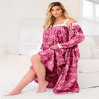 Long 2-Piece Cabbage-Rose Peignoir Set image number null