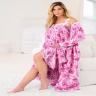 Long 2-Piece Cabbage-Rose Peignoir Set image number null
