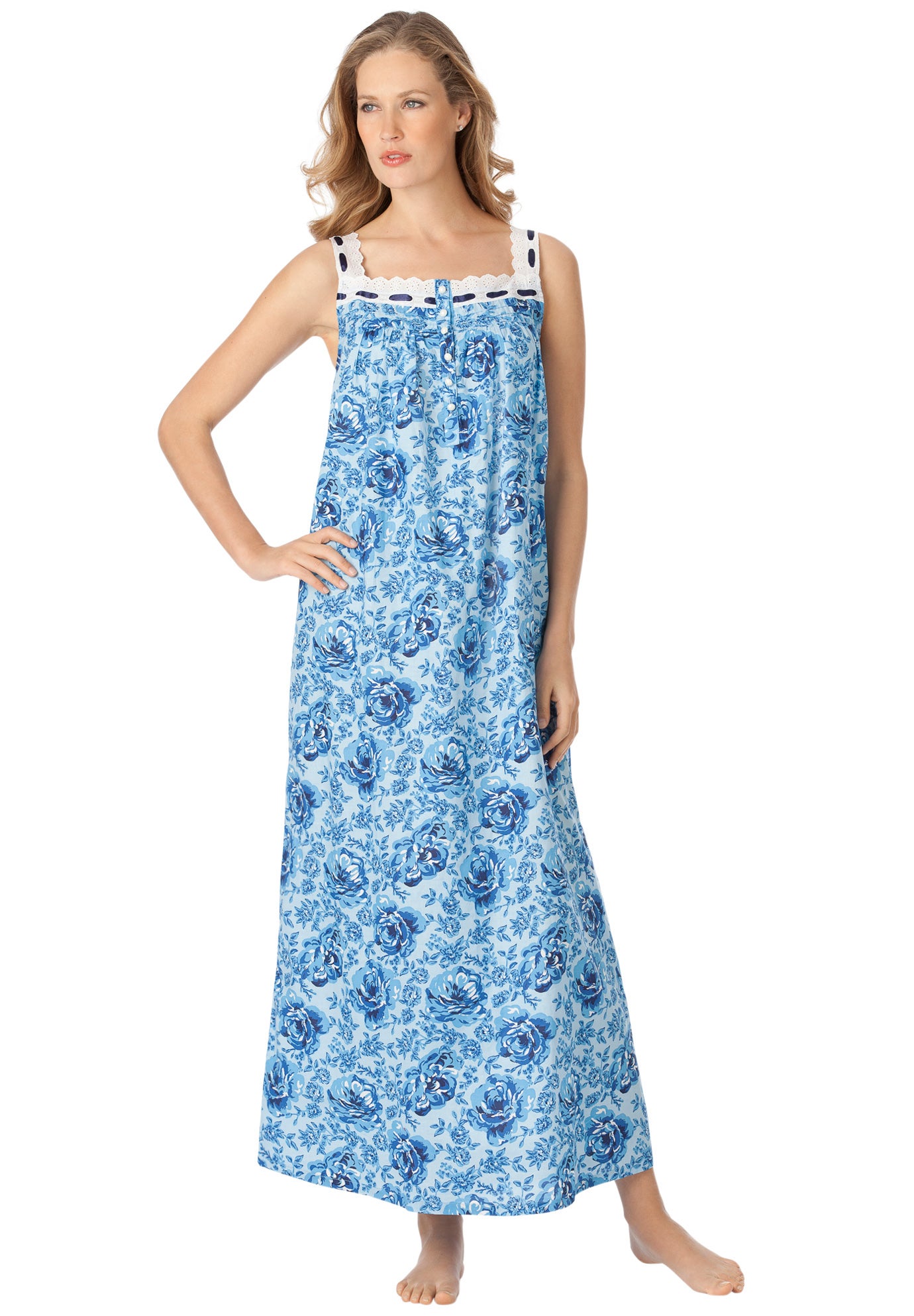 Long 2-Piece Cabbage-Rose Peignoir Set image number 3