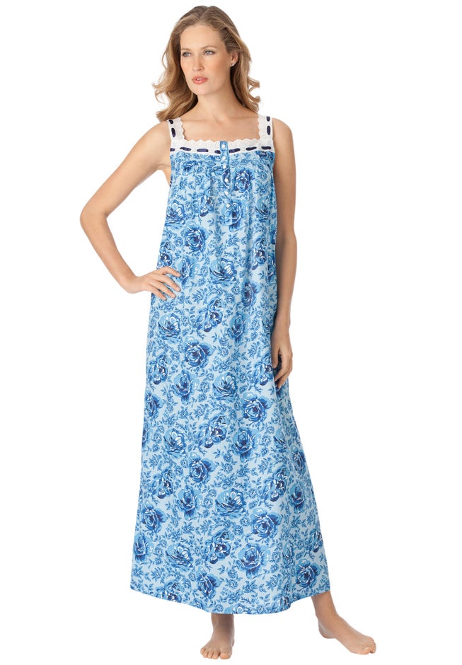 Long 2-Piece Cabbage-Rose Peignoir Set image number 3