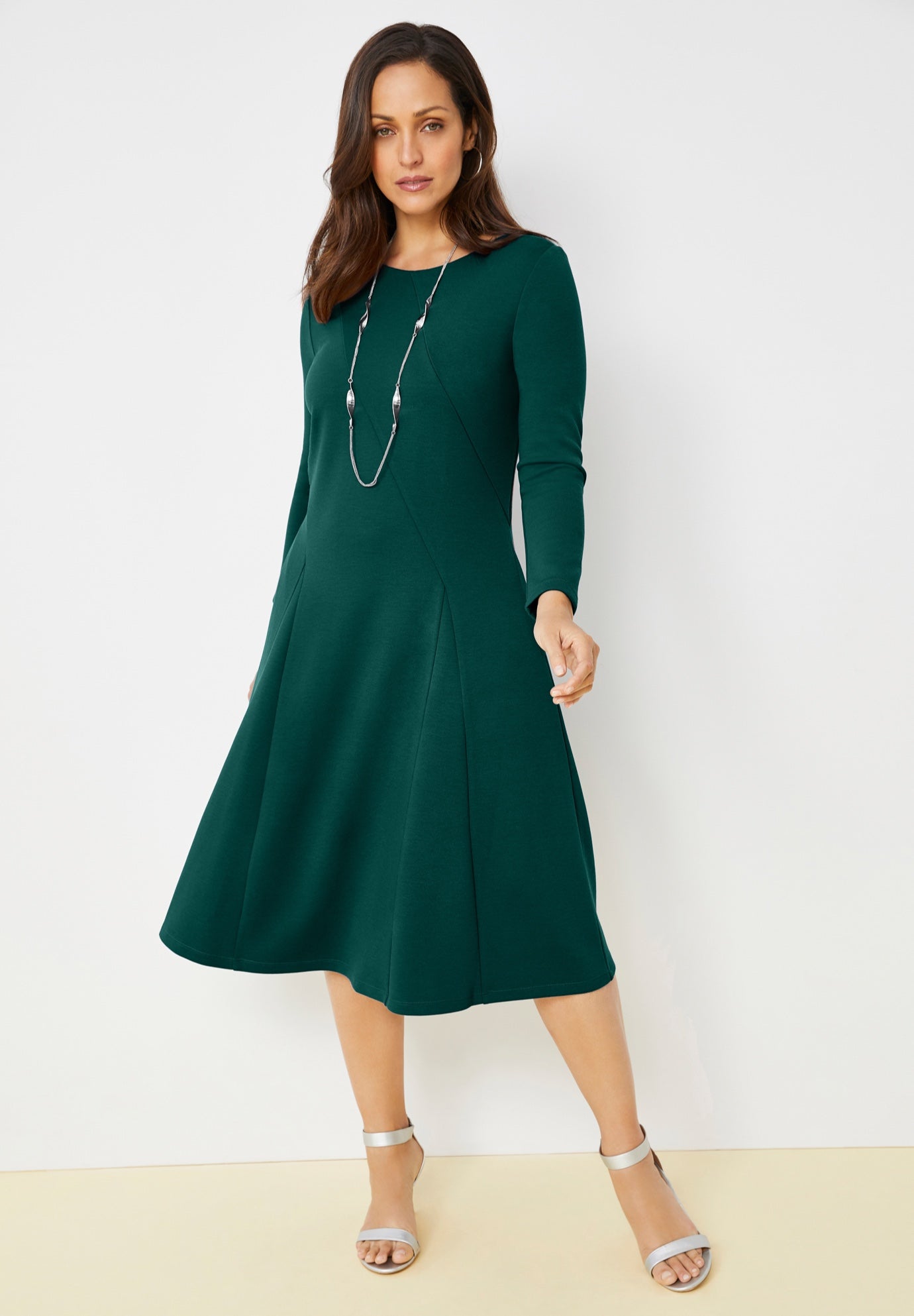Long Sleeve Stretch Ponte Dress image number 0