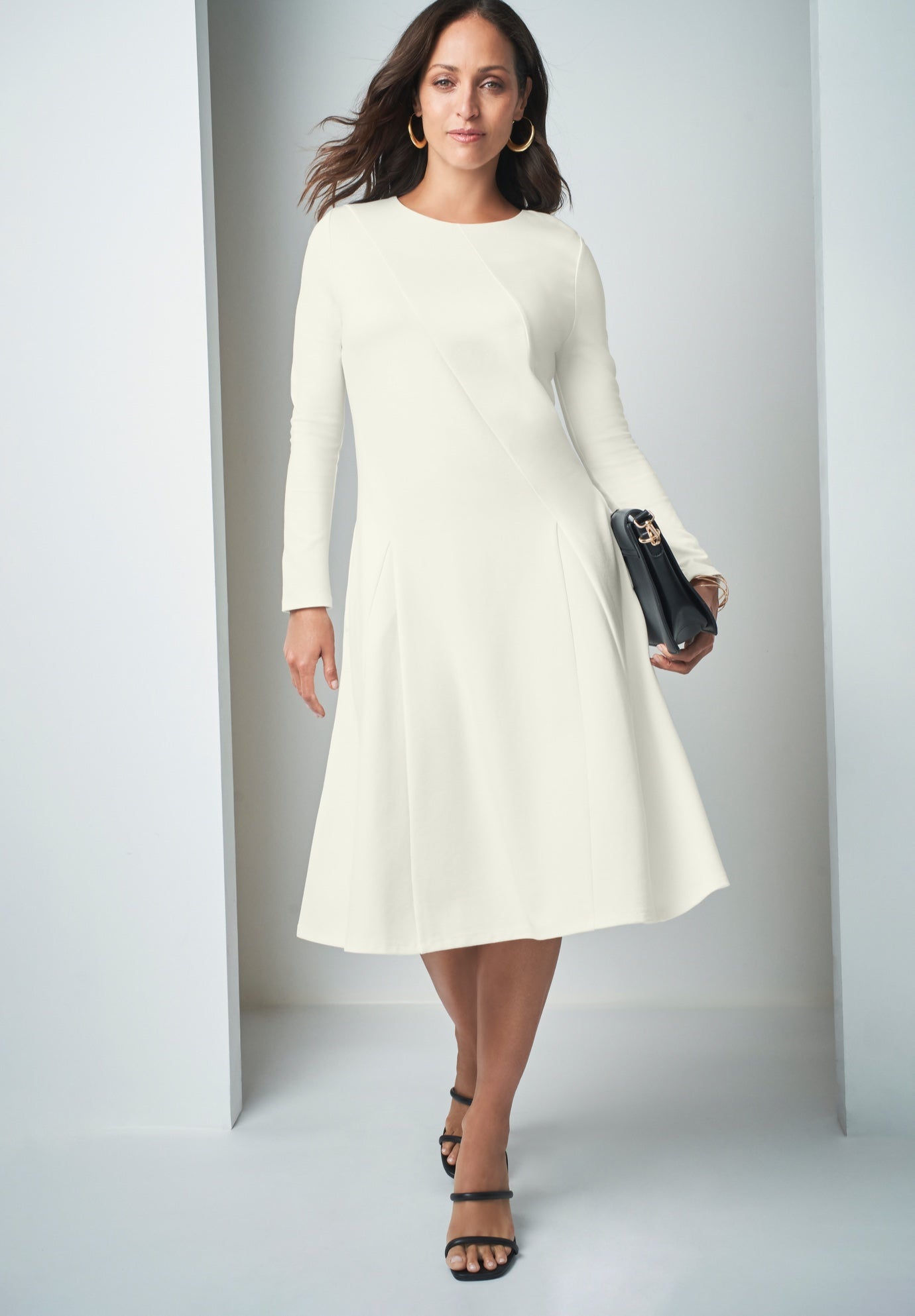 Long Sleeve Stretch Ponte Dress image number 0