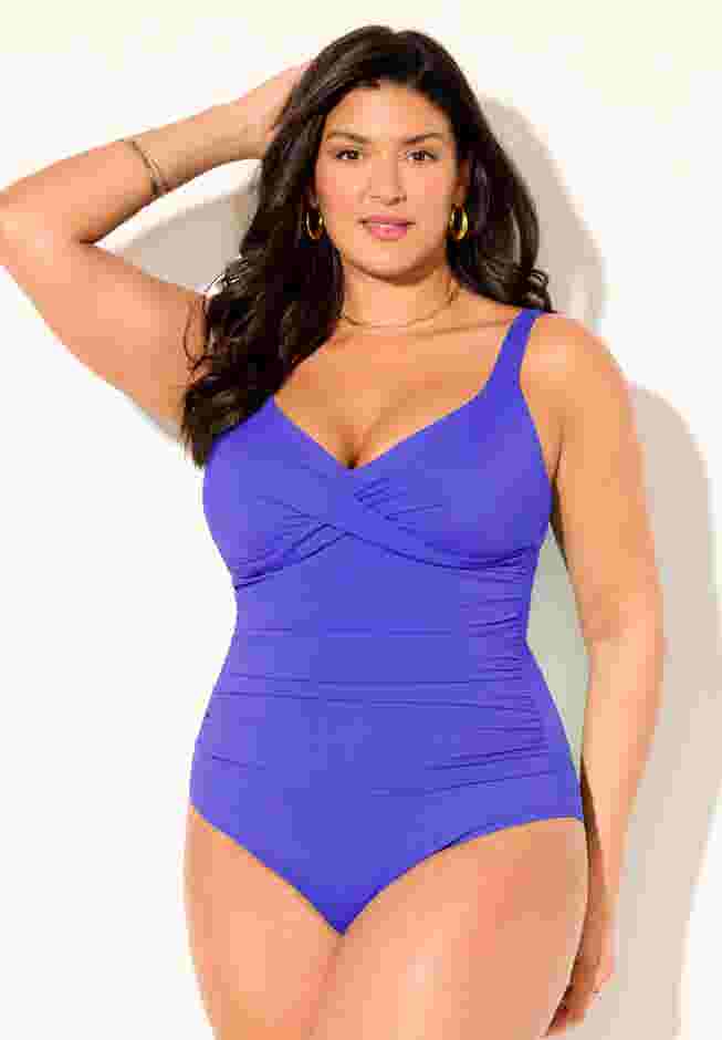 V-Neck One Piece Swimsuit image number 3