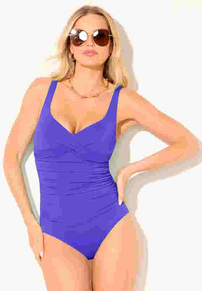 V-Neck One Piece Swimsuit image number 4