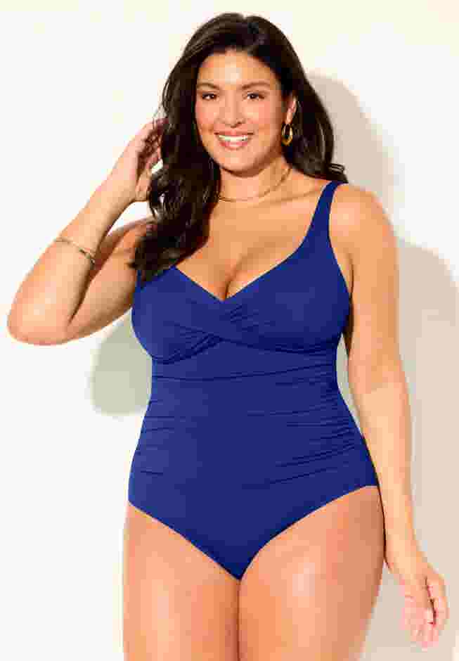 V-Neck One Piece Swimsuit image number 0