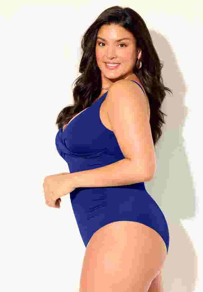V-Neck One Piece Swimsuit image number 2