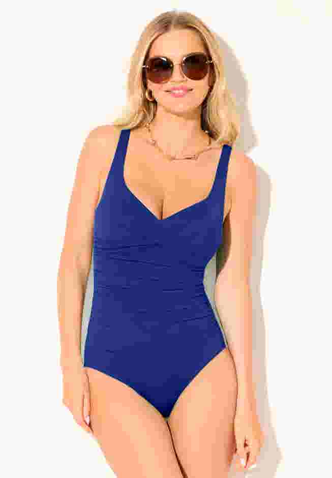 V-Neck One Piece Swimsuit image number 3