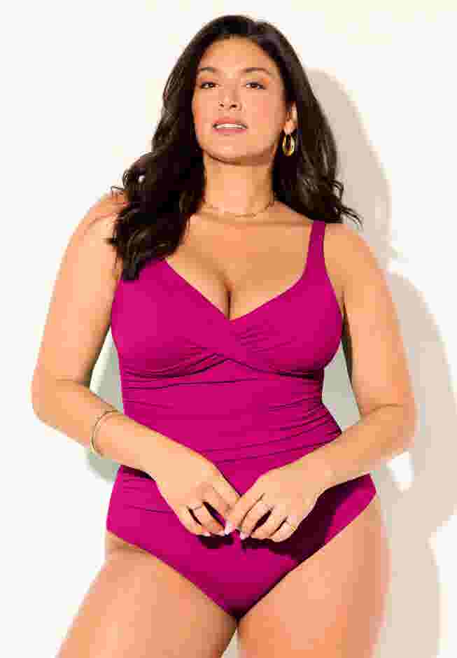 V-Neck One Piece Swimsuit image number 0