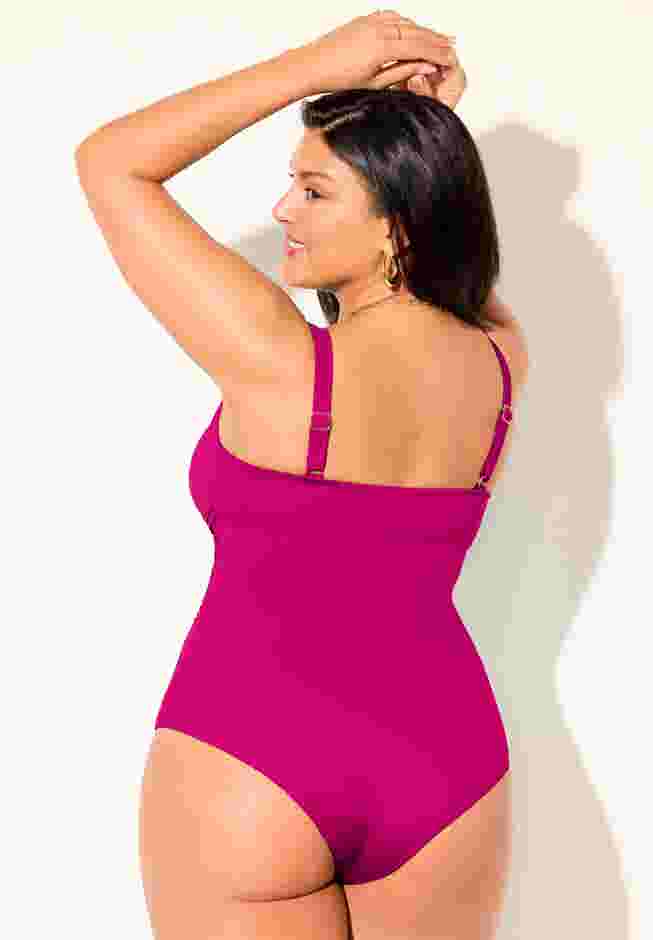 V-Neck One Piece Swimsuit image number 1