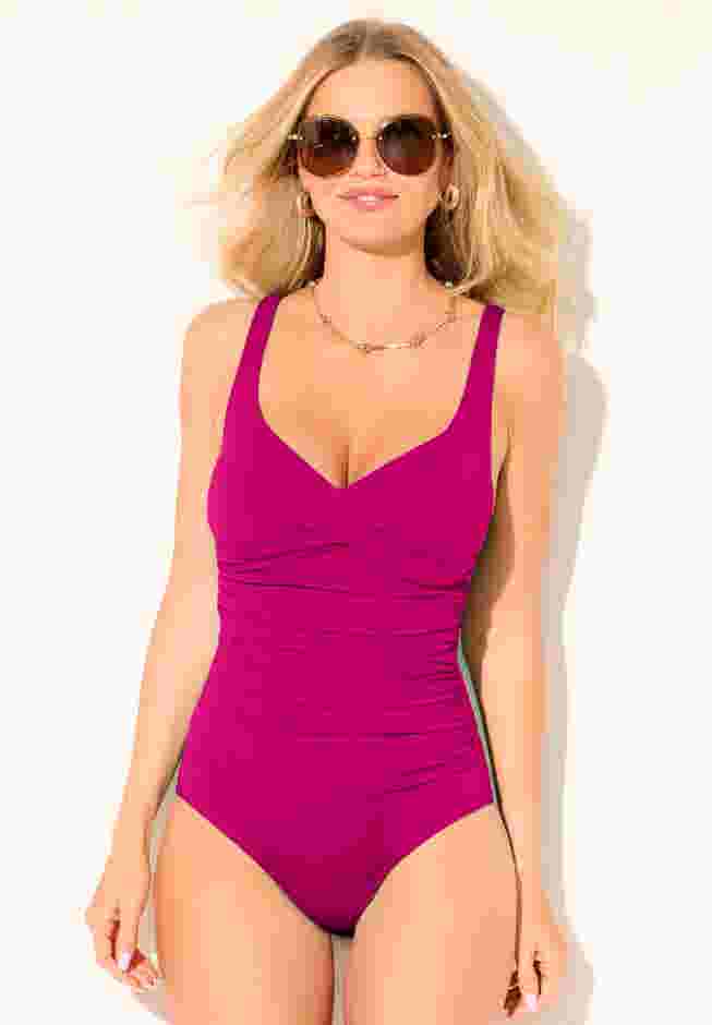 V-Neck One Piece Swimsuit image number 3