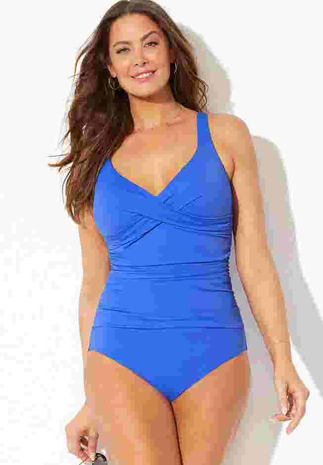 V-Neck One Piece Swimsuit image number 2