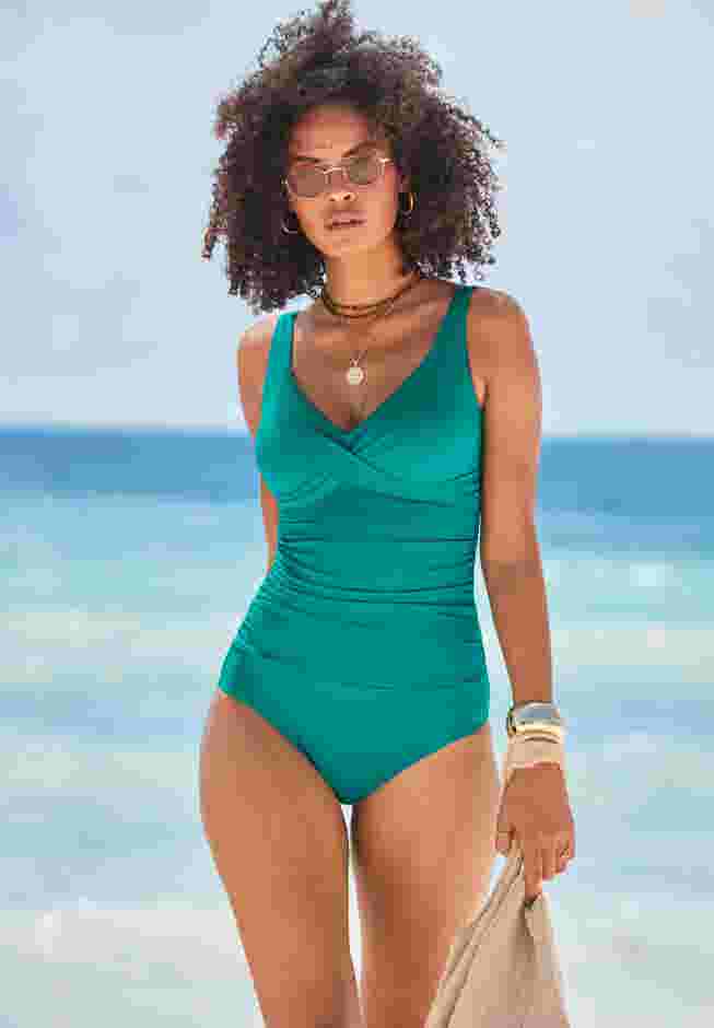 V-Neck One Piece Swimsuit image number 0
