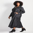 Denim Tiered Shirtdress image number null