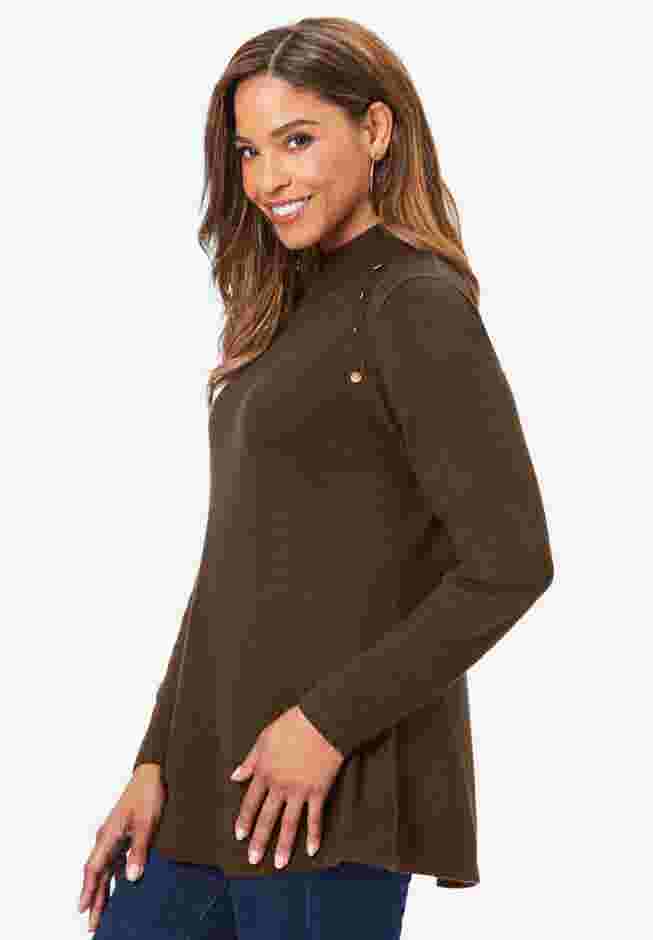 Gold Button Mockneck Sweater image number 2