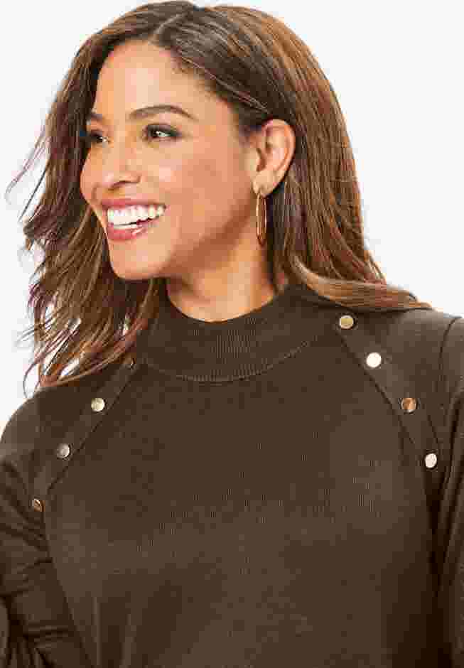 Gold Button Mockneck Sweater image number 3