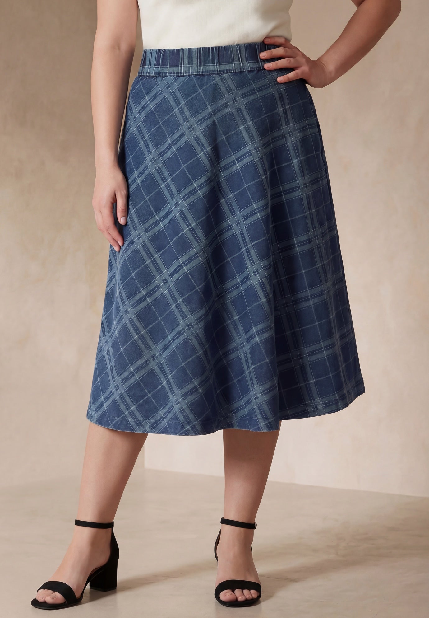 Comfort Waist Stretch Denim Swing Skirt image number 0