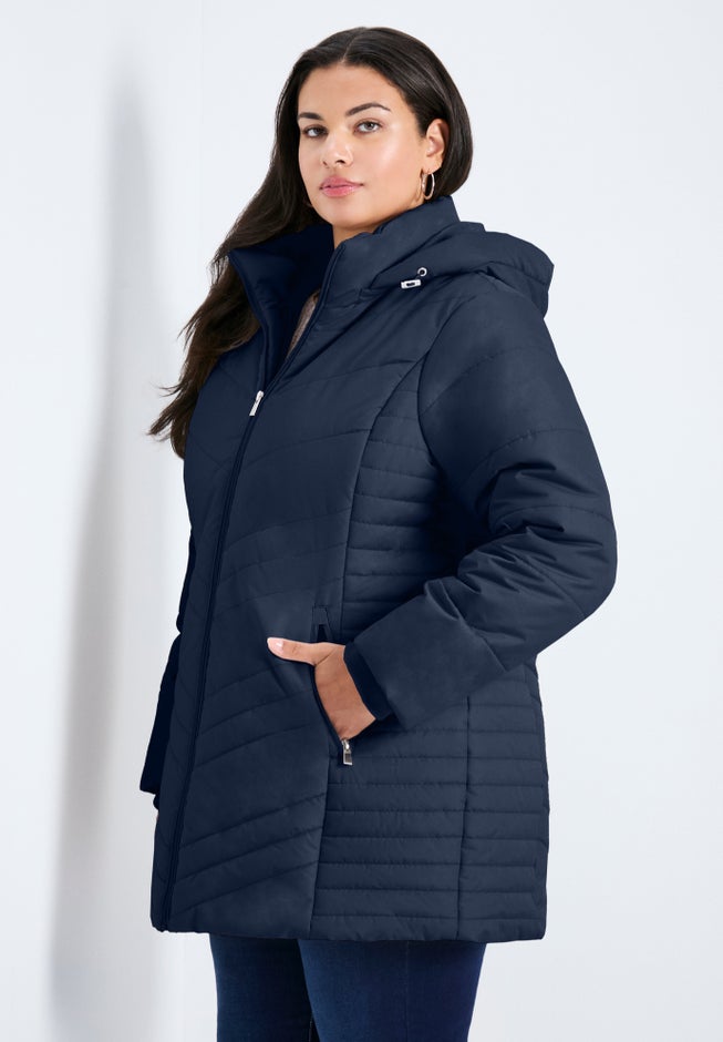 Triple Chevron Hooded Puffer Jacket image number 1