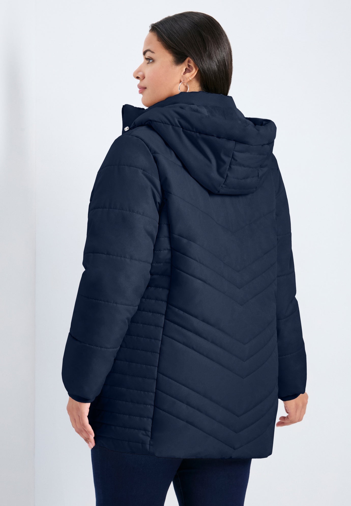 Triple Chevron Hooded Puffer Jacket image number 2