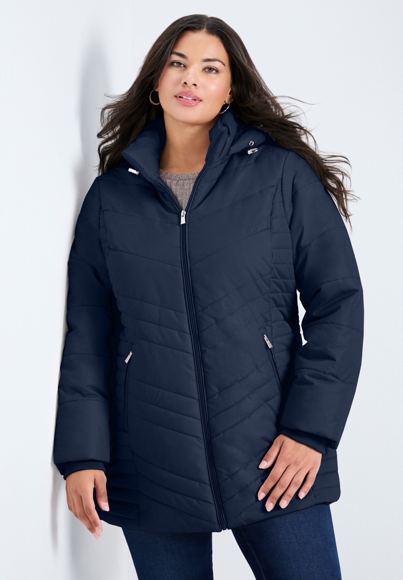Triple Chevron Hooded Puffer Jacket image number 0