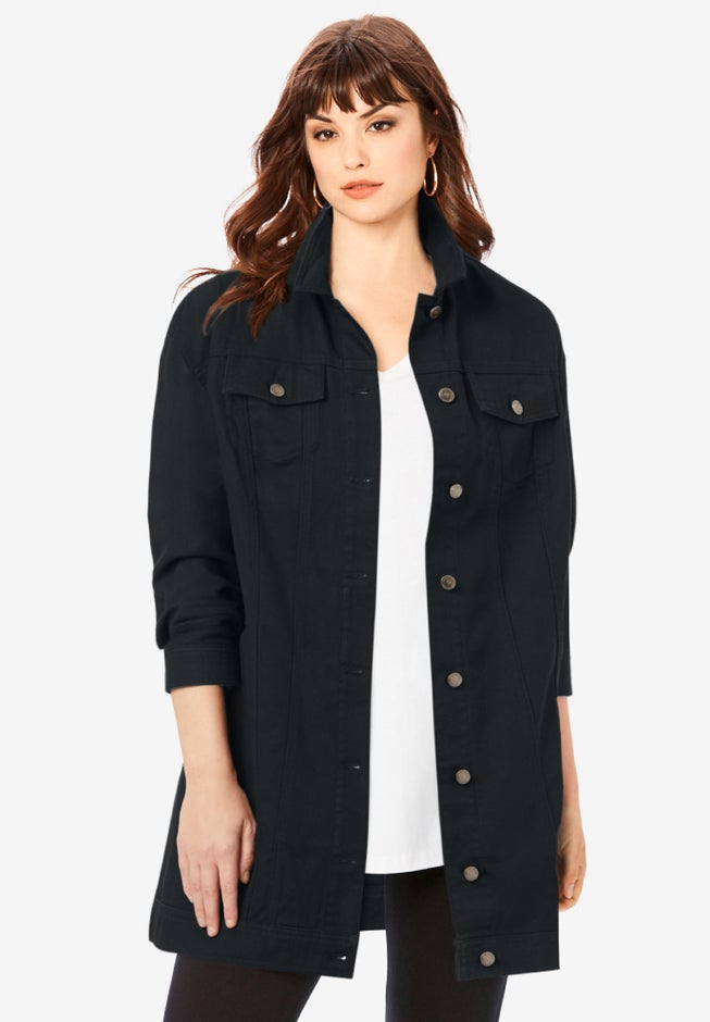 Plus Size Long Denim Jacket image number 0