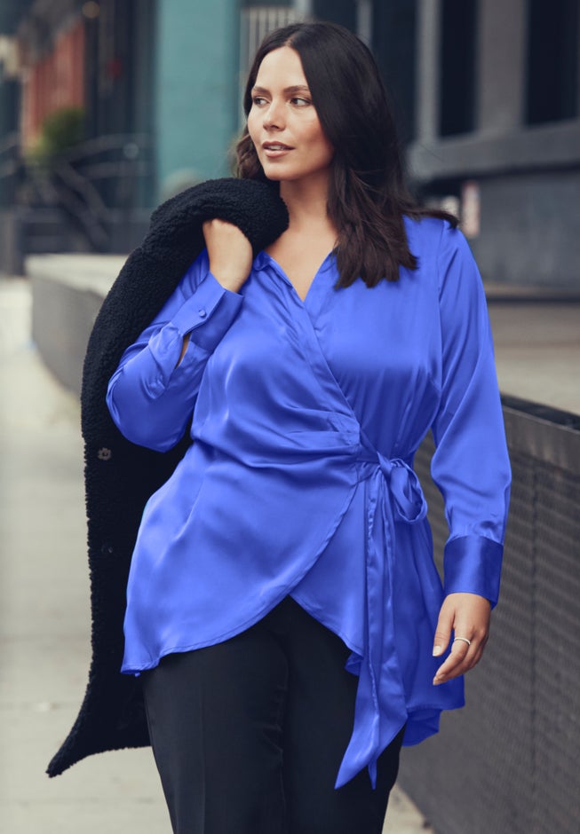 Goldi Satin Wrap Blouse image number 3