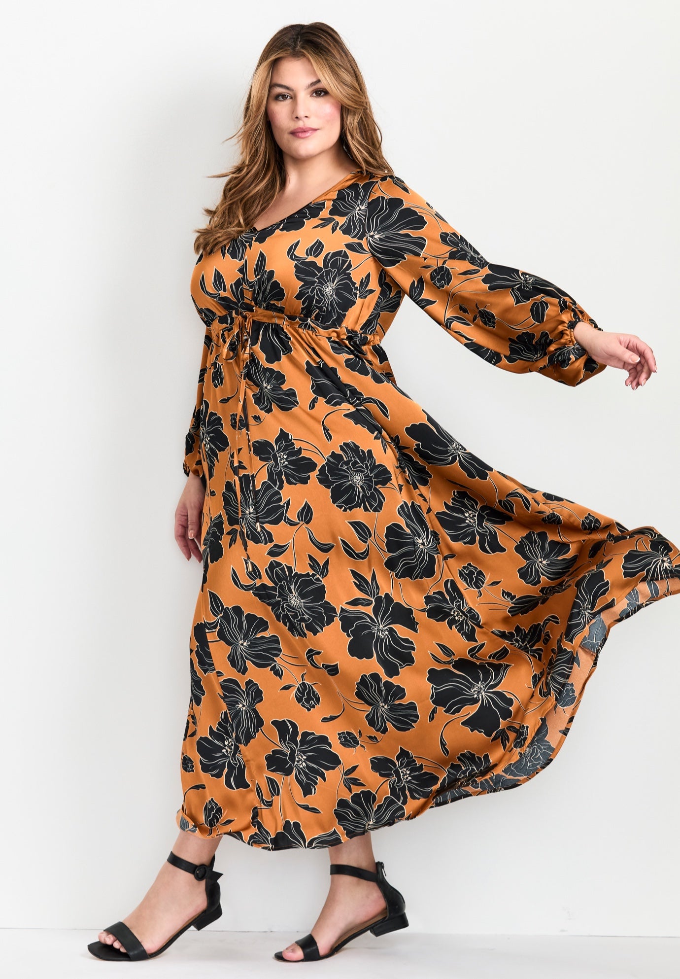 Goldi Satin Blouson Sleeve Maxi Dress image number 2