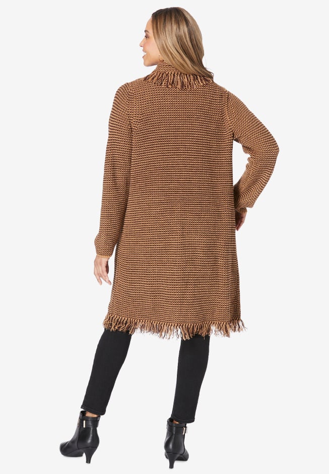 Shawl-Collar Fringe Jacket image number 1