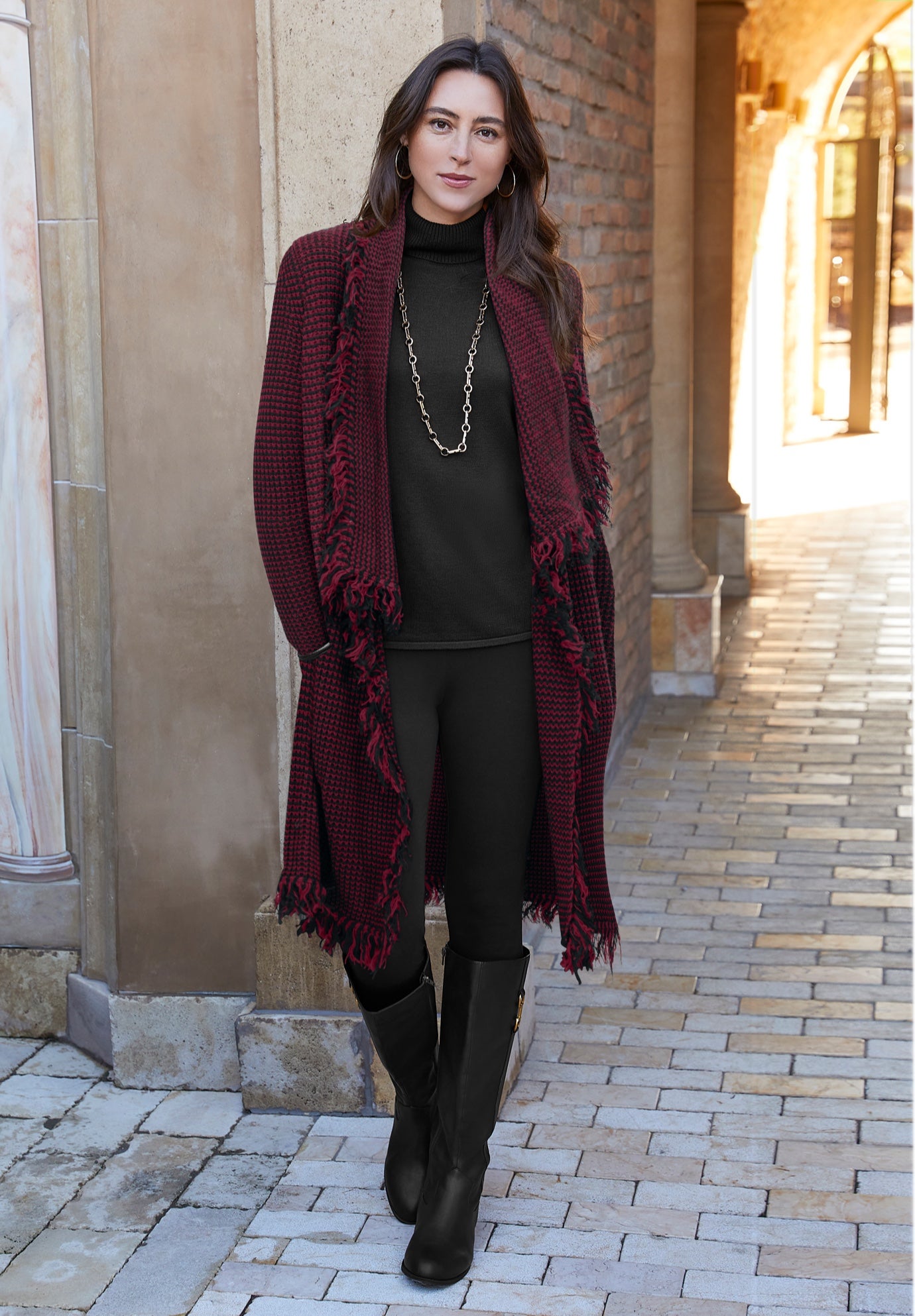 Shawl-Collar Fringe Jacket image number 0